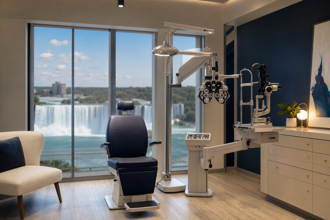 Modern eye exam room for an optometrist appointment in Niagara Falls