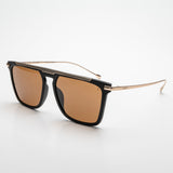 02J Matte Black Gold Temples Solid Amber Lenses (PALERMO02J) / 56