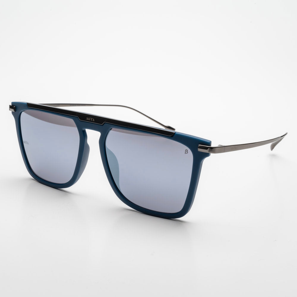91V Matte Solid Navy Gunmetal Temples Solid Blue Lenses (PALERMO91V) / 56