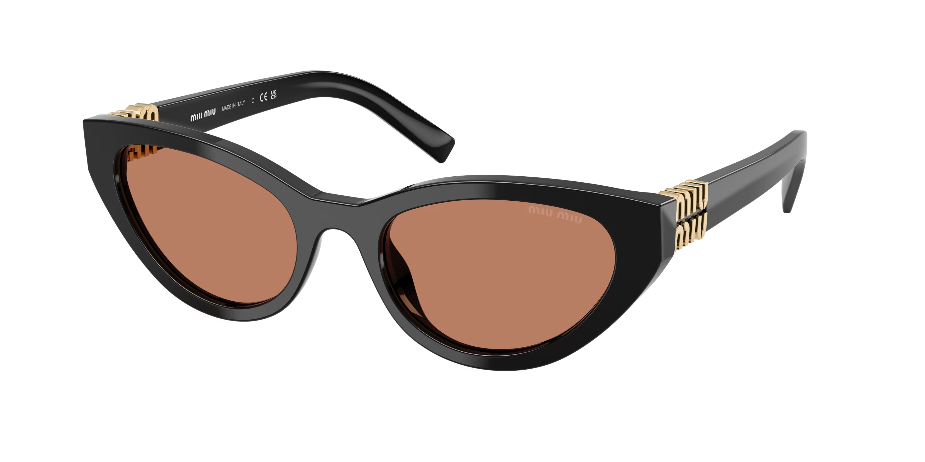 Miu Miu Black and Brown Cat-Eye Sunglasses very faint scratches look amazing on! Small frame, major impact. Miu Miu 04ZS — the oval icon  main image 4